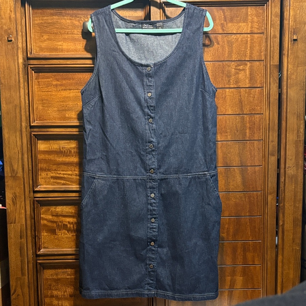 New York & Company Dark Blue Denim Dress